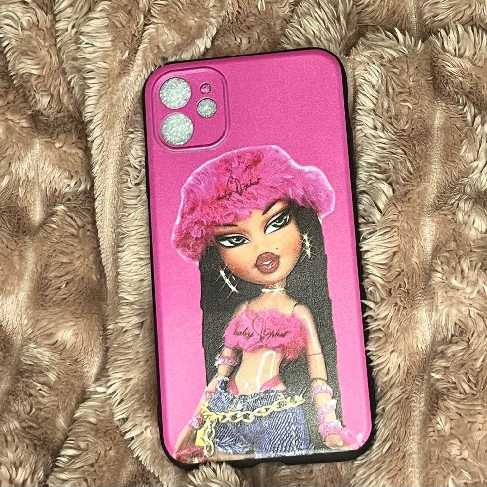 iPhone 11 Phone Case Girly Aesthetic Pink Bratz Doll-Themed